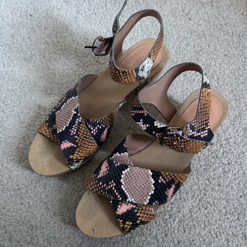 Madewell Johanna Snake Clog Sandals Size 7 Heels - Picture 2 of 7